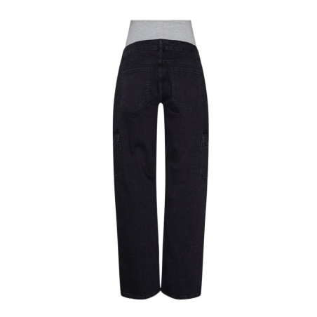 Jeans Cargo Noir Femme Mamalicous Wide Leg