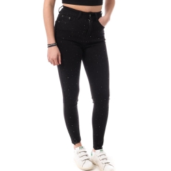 Jean Slim à Strass Noir Femme Monday Premium Strass