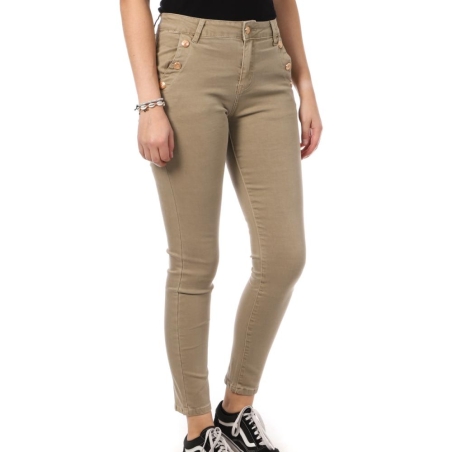 Jean Skinny Beige Femme My Tina's Boutons