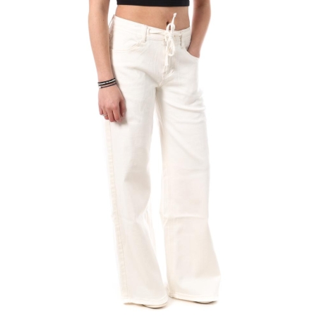 Jean Large Blanc Femme Monday Premium Cordon