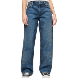 Jean Loose Bleu Femme Superdry Mid Rise Wide