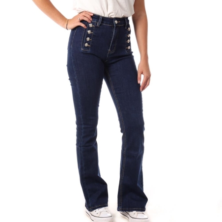 Jean Bleu Femme Monday Premium Jean Bouton