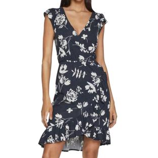 Robe Marine/Fleurs à volants Femme Vila Mooney