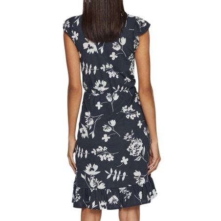 Robe Marine/Fleurs à volants Femme Vila Mooney