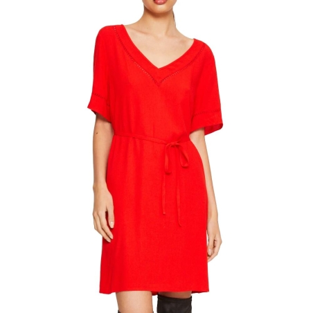Robe Rouge Femme Vila Detail