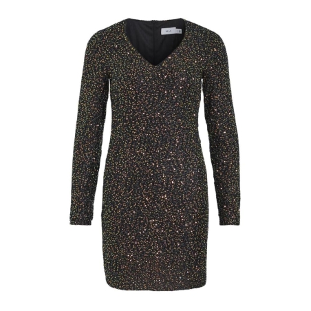 Robe Noir à Sequin Noir Femme Vila Scara