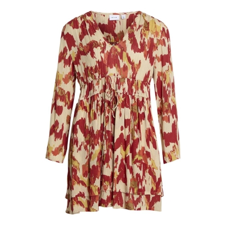 Robe Beige/Rouge Femme Vila Vimunthe 3/4