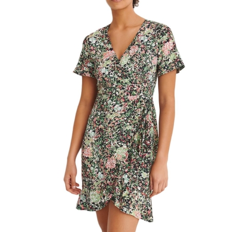 Robe Noire/Rose à Fleurs Femme Vero Moda Henna