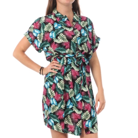 Robe Chemise Noir/Rose Femme Vero Moda Easy