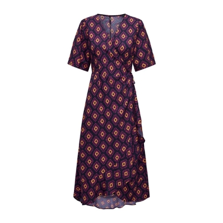Robe longue Marine/Rose Femme Only Leah