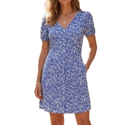 Robe Bleu/Blanche à fleurs Femme Only Nova