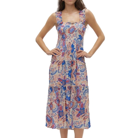 Robe Bleu/Beige/Rose Femme Vero Moda Menny