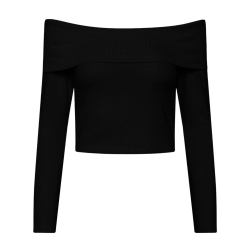 T-Shirt Manches Longues Noir Femme Pieces Lenda
