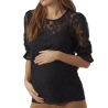 T-Shirt Noir Femme Vero Moda Maternity Lace Top