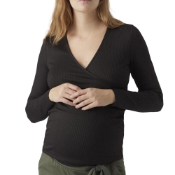 T-Shirt de Grossesse Noir Femme Vero Moda Marternity Fake