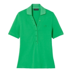 Polo Vert Femme Lacoste Slim Fit Mini Pique