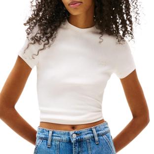 T-Shirt Écru Femme Tommy Hilfiger Script