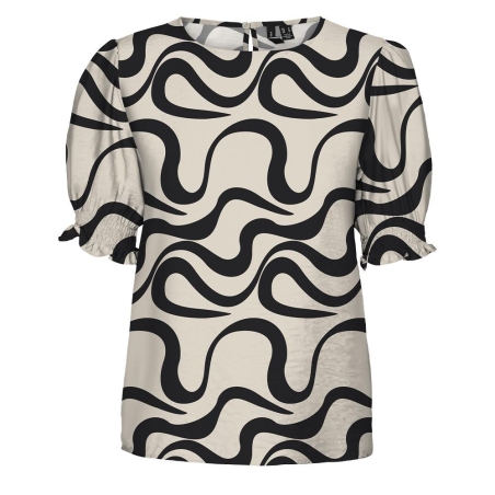 T-Shirt Beige/Noir Femme Vero Moda Mlea