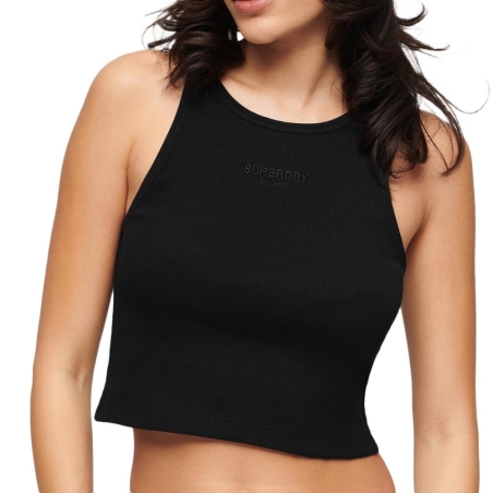 Top Noir Femme Superdry Embroidered Racer