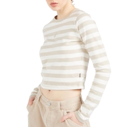 T-Shirt Manches Longues Beige Femme Converse Chevron