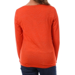 T-shirt Orange à rayures Femme Pieces Tamara