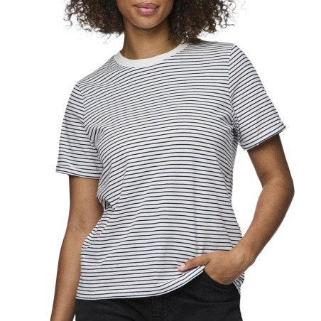 T-shirt Blanc à rayures Femme Pieces Ria