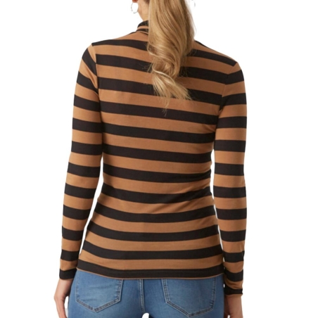T-shirt Manches Longues Orange/Noir Femme Mamalicious Nellie