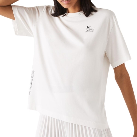 T-shirt Blanc Femme Lacoste Farine