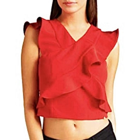 Top Rouge Femme Guess Ruffle
