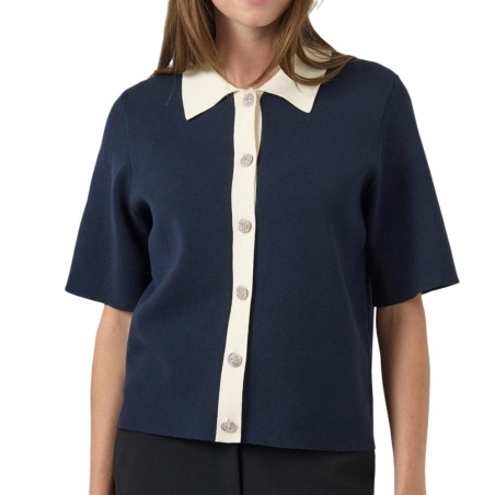 T-Shirt Marine/Écru Femme YAS Yasloro