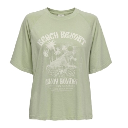 T-shirt Vert/Beige Femme JDY Smoke