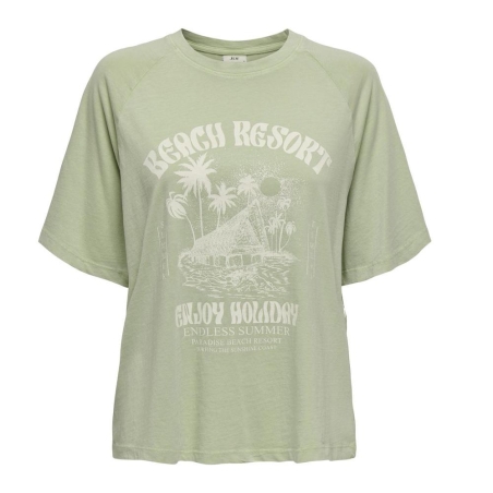 T-shirt Vert/Beige Femme JDY Smoke