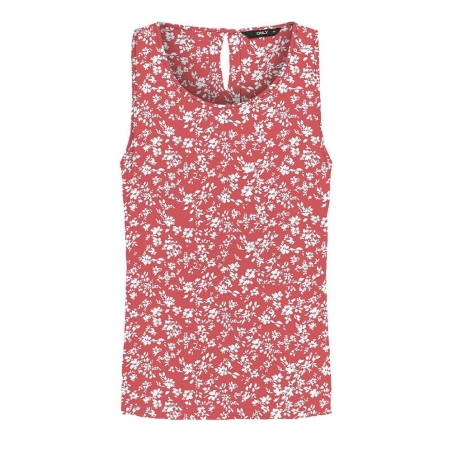 T-Shirt Sans Manches Rose/Blanc à Motifs Femme Only Nova Life