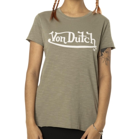 T-shirt Kaki Femme Von Dutch Slub
