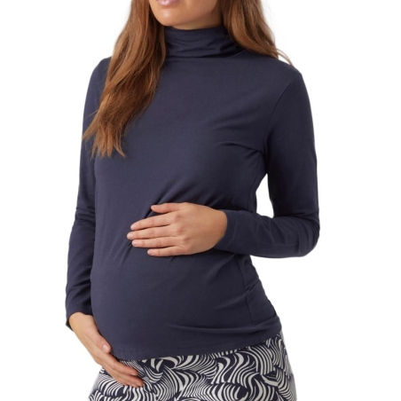 T-shirt Manches Longues Marine Femme Mamalicious Rollneck
