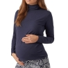 T-shirt Manches Longues Marine Femme Mamalicious Rollneck