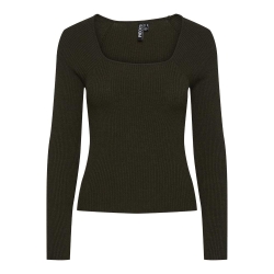 T-Shirt Manches Longues Kaki Femme Pieces Kalu