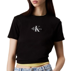 T-shirt Noir Femme Calvin Klein Jeans Monologo Baby