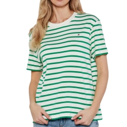 T-shirt Vert à Rayures Femme Tommy Hilfiger Rlx Modern Cody