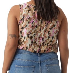 Débardeur Imprimé Beige/Rose Femme Vero Moda CURVE Tigers Eye