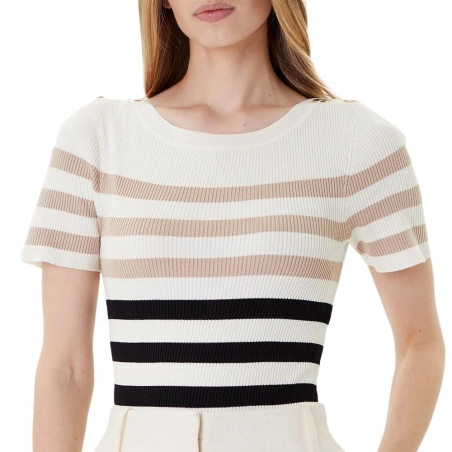 T-Shirt Blanc Femme Morgan Rayure