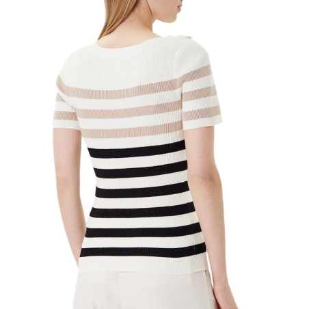 T-Shirt Blanc Femme Morgan Rayure