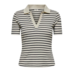 T-Shirt Beige/Marine Femme JDY Roma