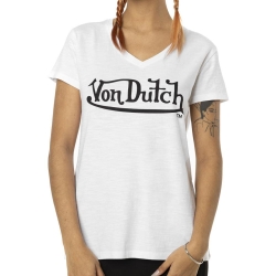 T-shirt Blanc Femme Von Dutch Slub