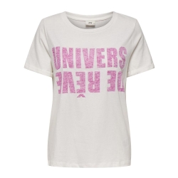 T-shirt Blanc/Rose Femme JDY Kitty
