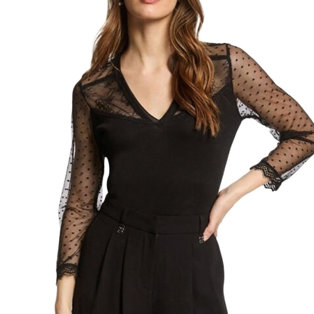T-Shirt Manches Longues Noir Femme Morgan THAISA