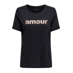 T-Shirt Marine Femme Only Amour Glitter
