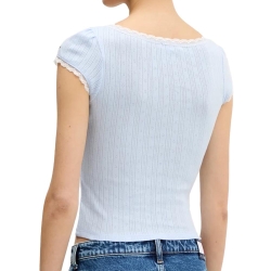 T-shirt Bleu Femme Tommy Hilfiger Pointell