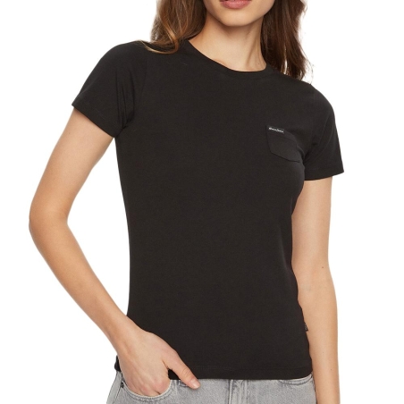 T-shirt Noir Femme Guess Flower