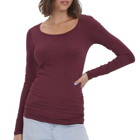T-shirt Prune Femme Vero Moda Maxi My Ls Soft